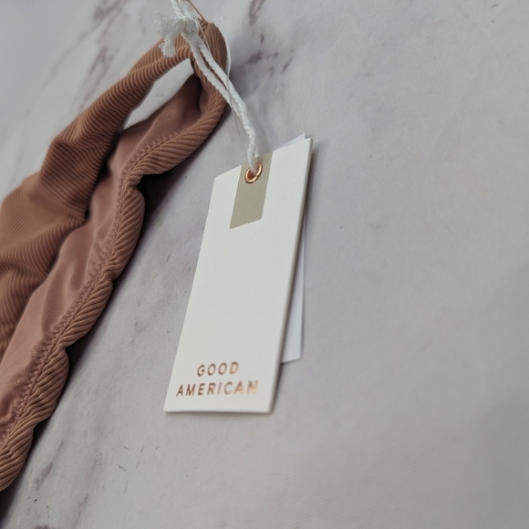 Good American Swim Bottom Women Pink Rib Mid Rise Better Bikini Cheeky - Picture 12 of 12